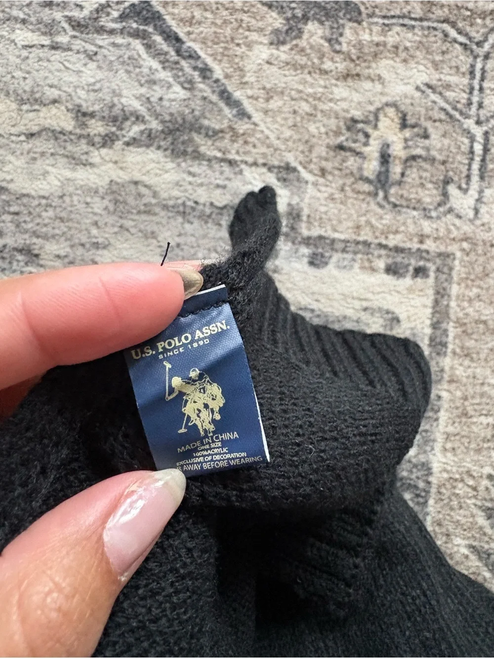 Uspa polo Ralph Lauren black ribbed scarf